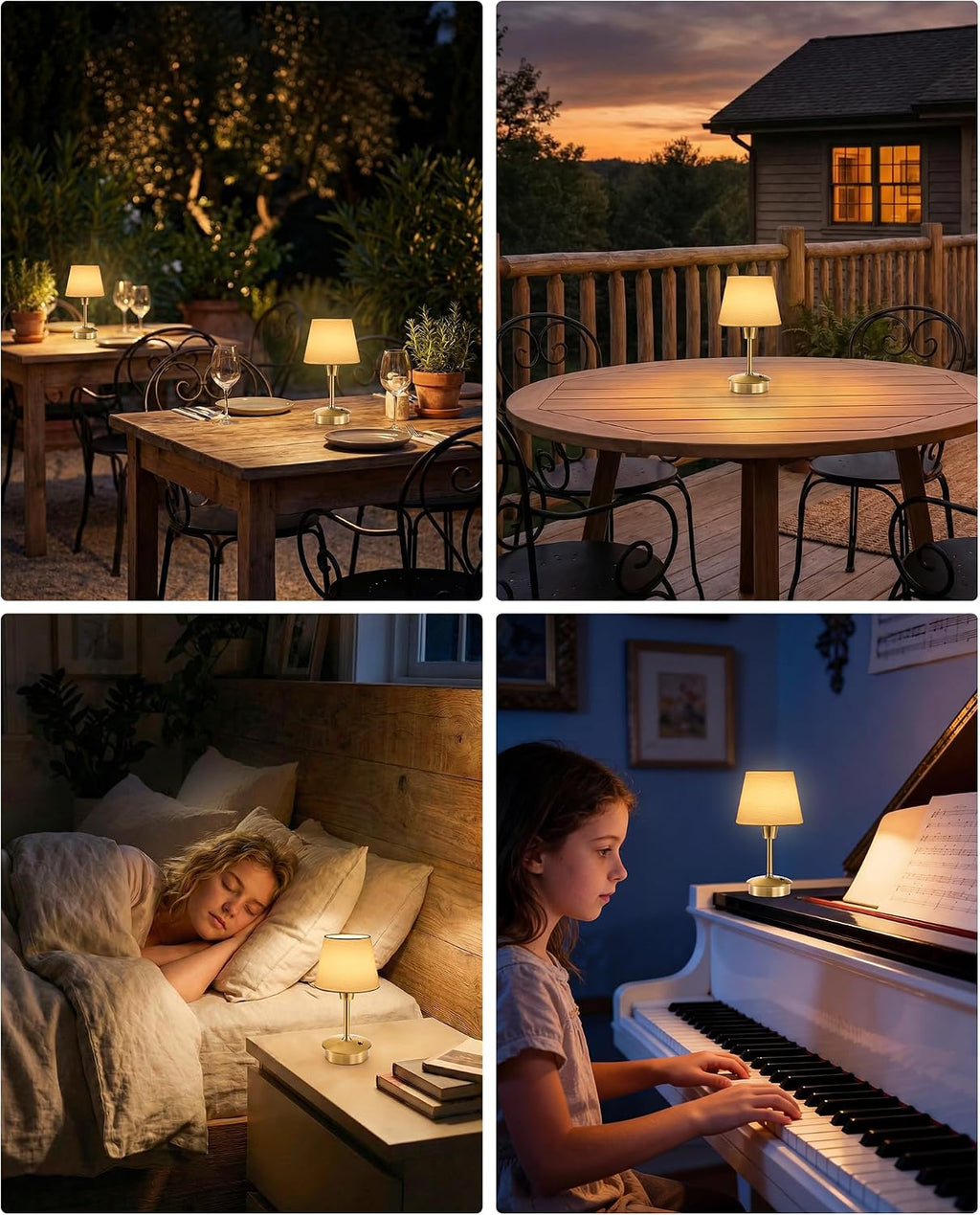 UMEXUS 9.8'' Small Cordless Table Lamp, 5200mAh Battery Operated Touch Lamp