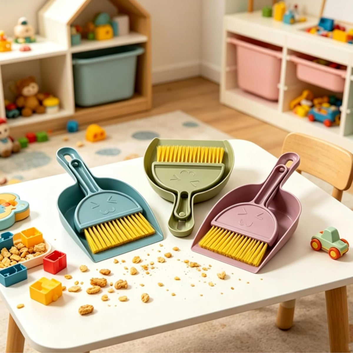 3PCS Hand Broom and Dustpan Set Mini Household Cleaning Tool
