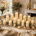 24 Pcs White Pillar Candles and Glass Cylinder Vases Clear Glass Pillar Candle Holders Hurricane Glass Candle Holders for Table Centerpieces Wedding, Party, Event, Home Office