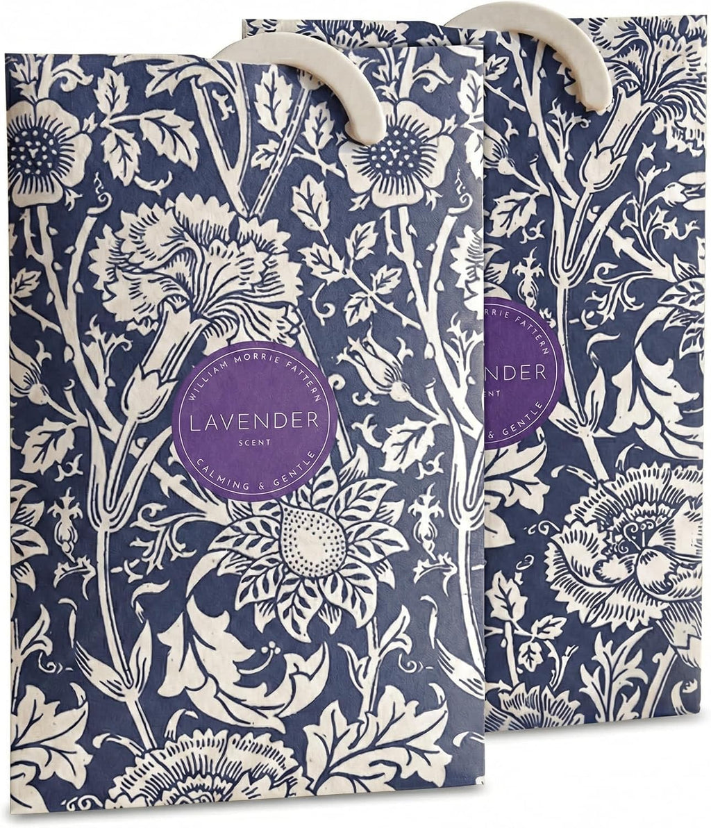The Master Herbalist Scented Wardrobe Freshener Sachets in a William Morris Design. Available in Lavender, Sandalwood, Rose, Lily and Lilac (Lavender, Pack of 2)