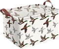 Mallard Duck Storage Basket Waterproof Canvas Toy Storage Bin Mallard Duck Room Decor Collapsible Outdoor Basket with Leather Handles Blanket Baskets For Closets,Bedrooms,Gifts Baskets
