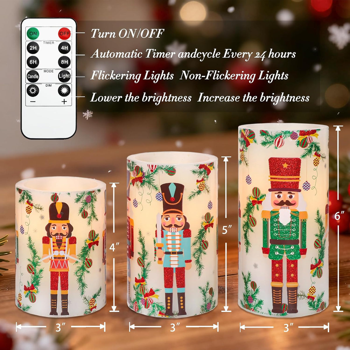 Crystal Club Christmas Flameless Candles, Nutcracker LED Candle with Remote