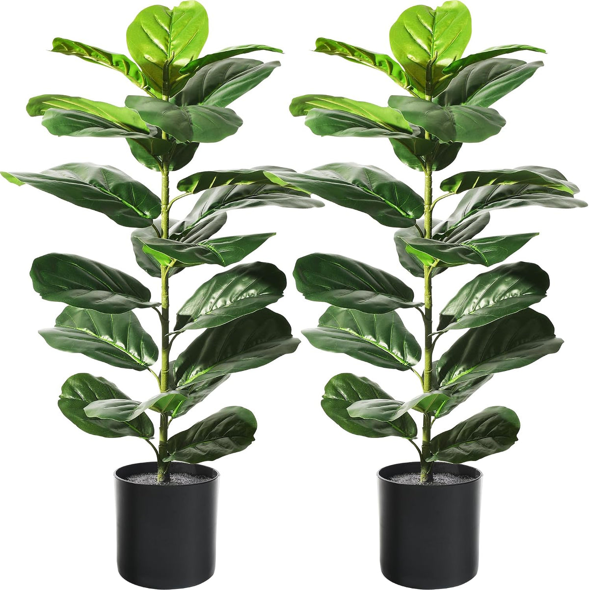 Suntee 2 Pack Faux Fiddle Leaf Fig Trees with Felt Fabric Cover, 30 Inches