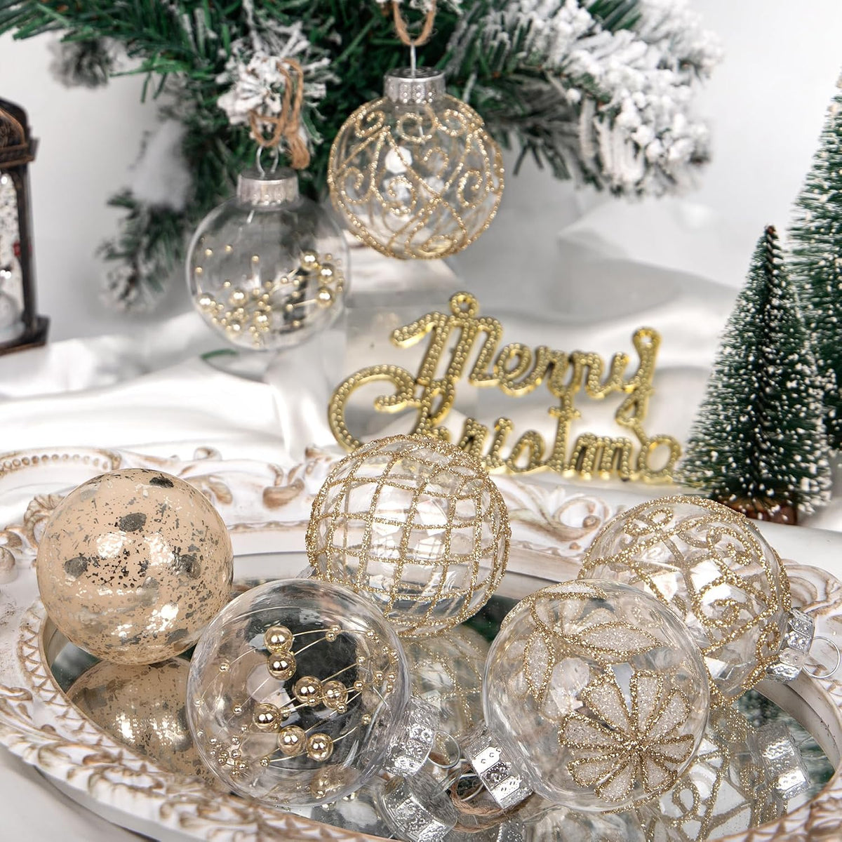 30 PCS Christmas Ball Ornaments 2.36" Rustic Farmhouse Christmas Ornaments
