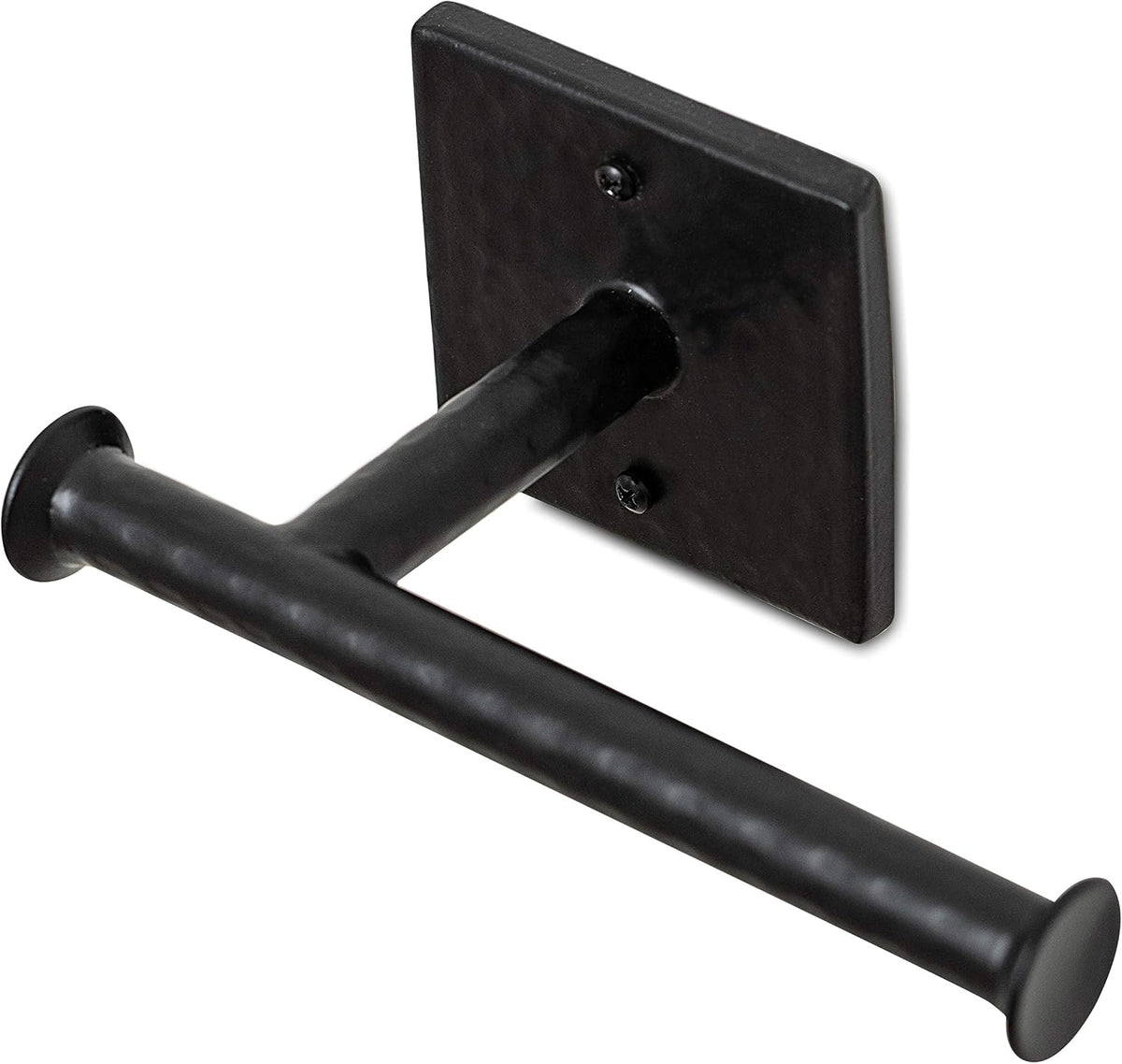 Monarch Abode Bathroom Toilet Paper Holder – 7-inch Traditional Hand Hammered Metal Wall Mounted Matte Black Toilet Paper Holder, Wall Mount Organizer Decorative Tissue Holders for Bathroom