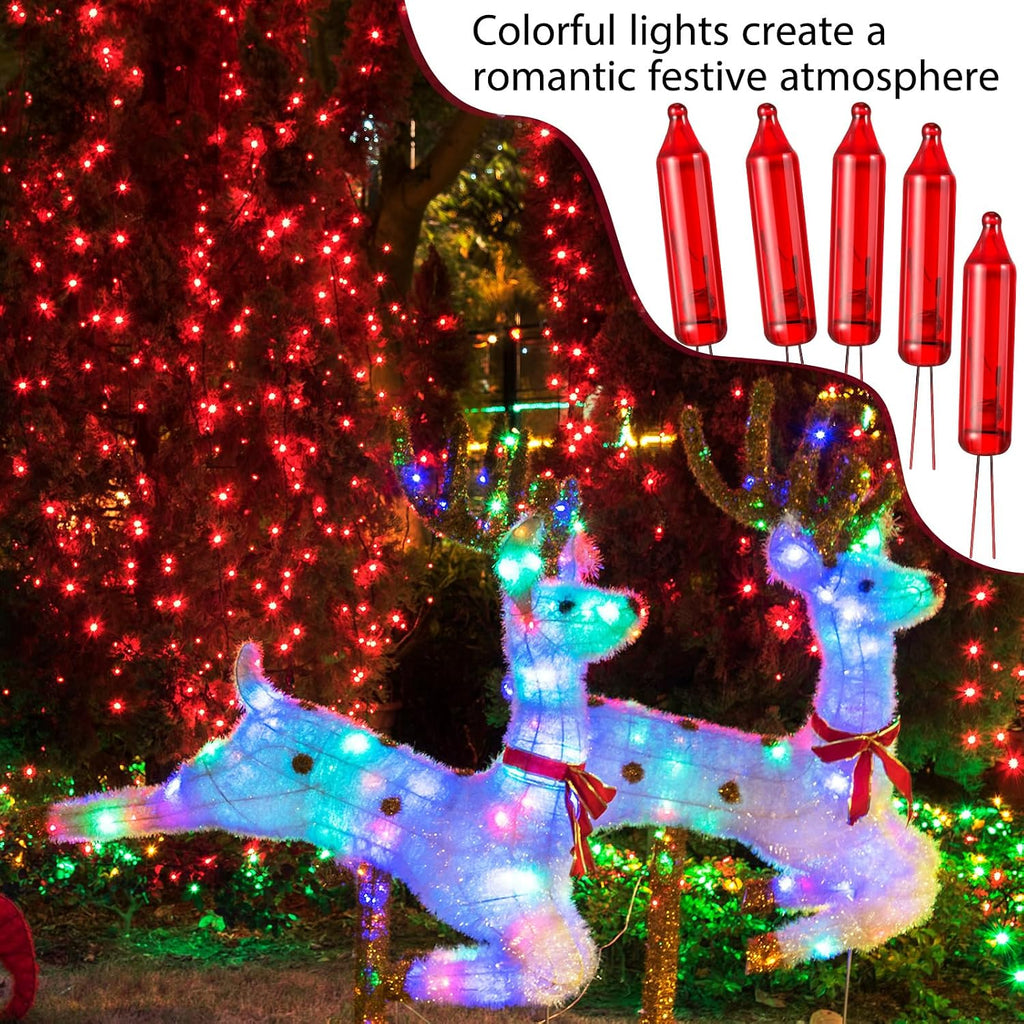 Remagr 70 Pcs 3.5v Christmas Mini Light Bulbs Holiday Decor, Red