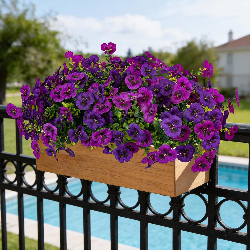 Artificial Flowers for Outdoor Faux Pansies Fake Flowers Plants,12 Bundles