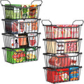 SUNALLY Freezer Organizer Bins, 8 Pack Stackable Pantry Storage Bins, Black