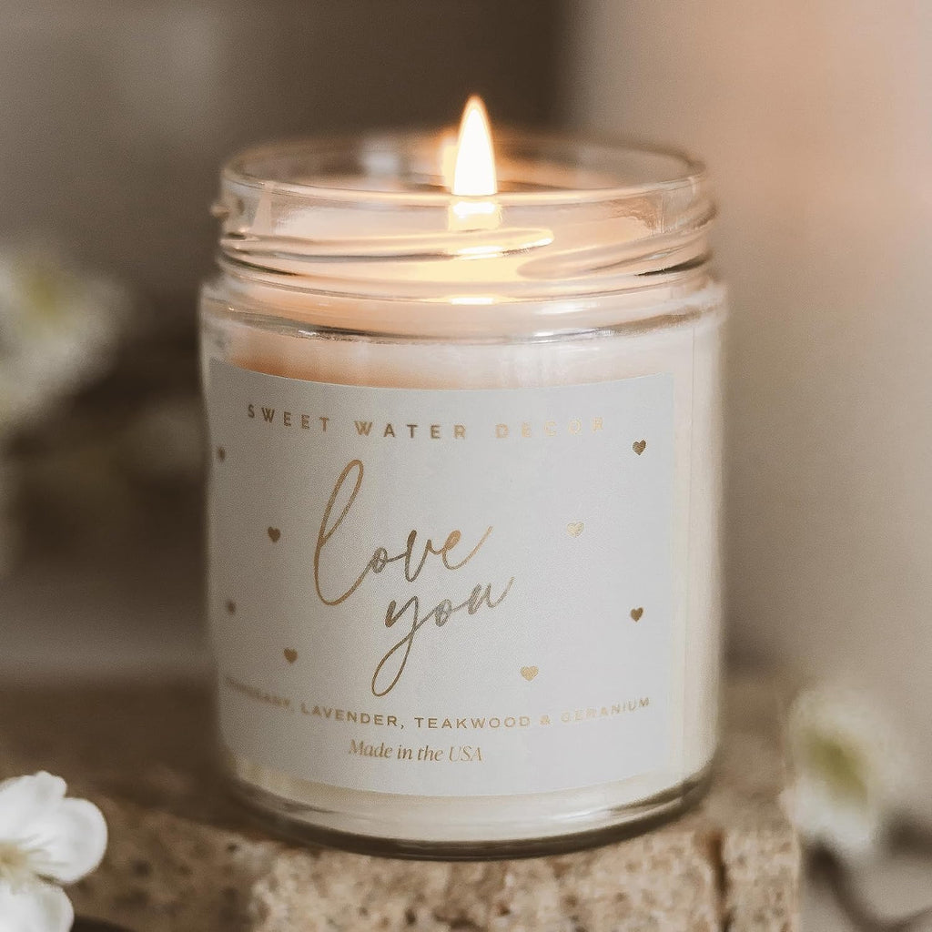 Sweet Water Decor Love You Soy Wax Candle, 9oz Jar, Gift for Loved Ones