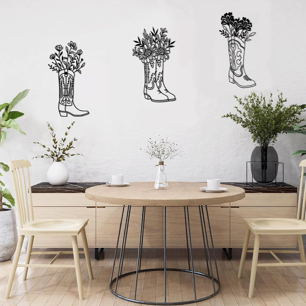 Otoolling 3 Pcs Cowboy Boots Metal Wall Art Western Decor Vintage
