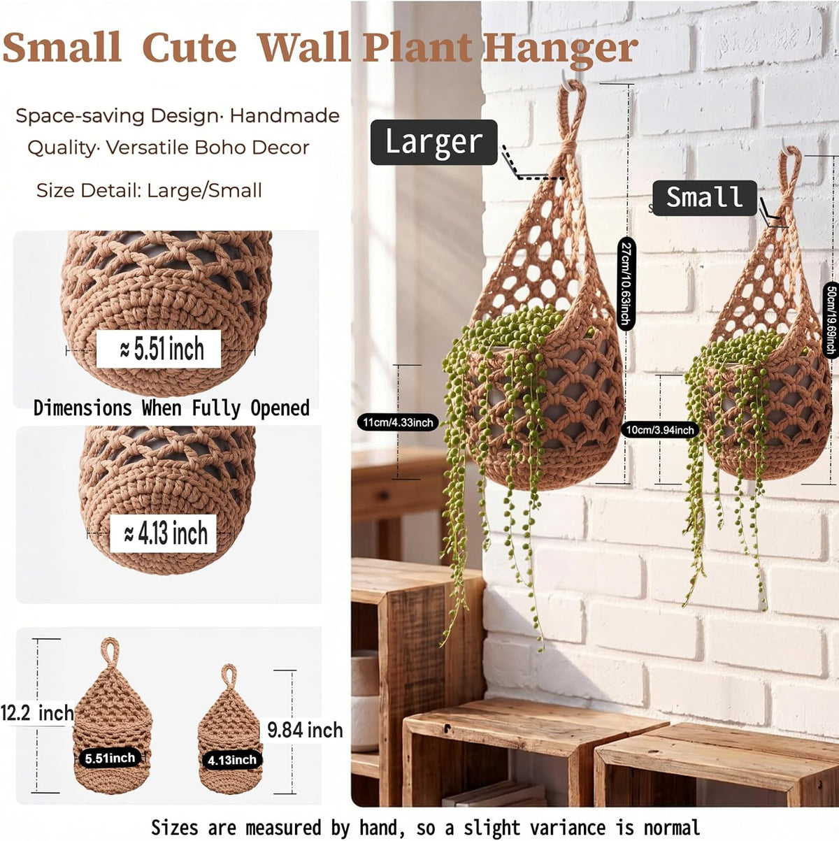 Short Macrame Plant Hangers, Wall Mount Plant Hanger Indoor