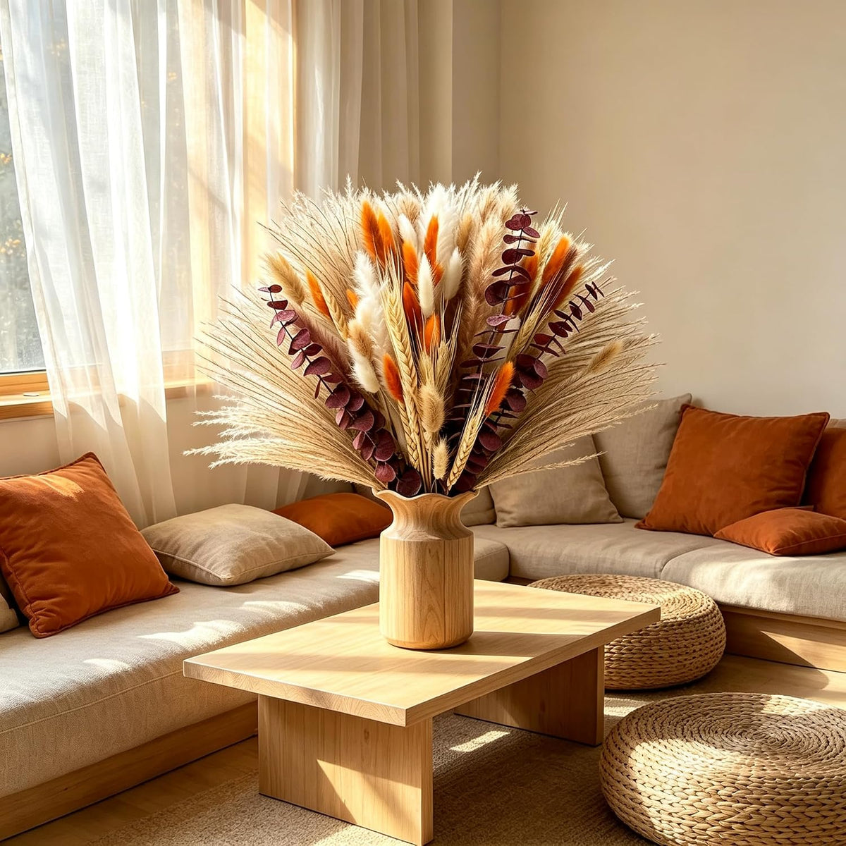 530/450Pcs Dried Pampas Grass Set for Dry Flower Home Decor (450Pcs Fall)