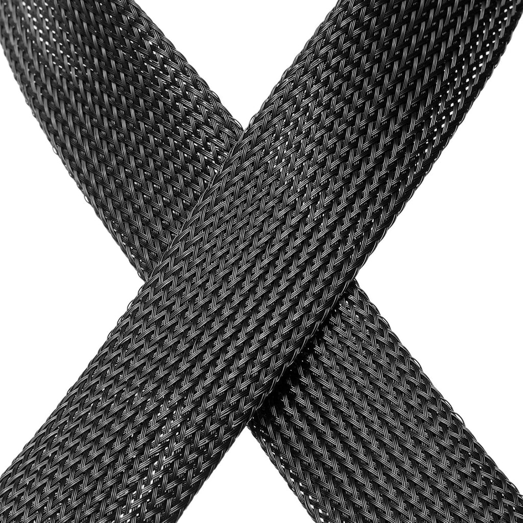 uxcell Cable Sleeving, 1.25Inch -50ft PET Braided Cable Sleeve, Expandable Braided Cable Sleeve for TV/Computer/Home Theater/Other Home Device Cable - Black