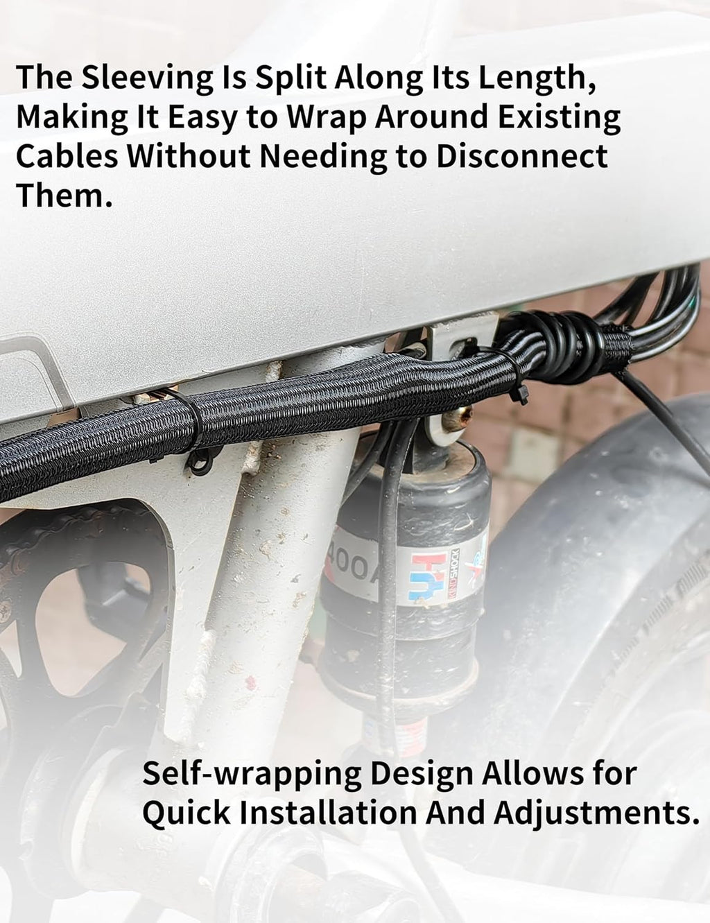 Cable Management Split Wire Loom Sleeve - Cord Hider & Protector for Desk, Pet Chew Proof, Wire Cover Organizer, Flexible Tube for Wires and Cables (1/2 Inch 12FT, Black)