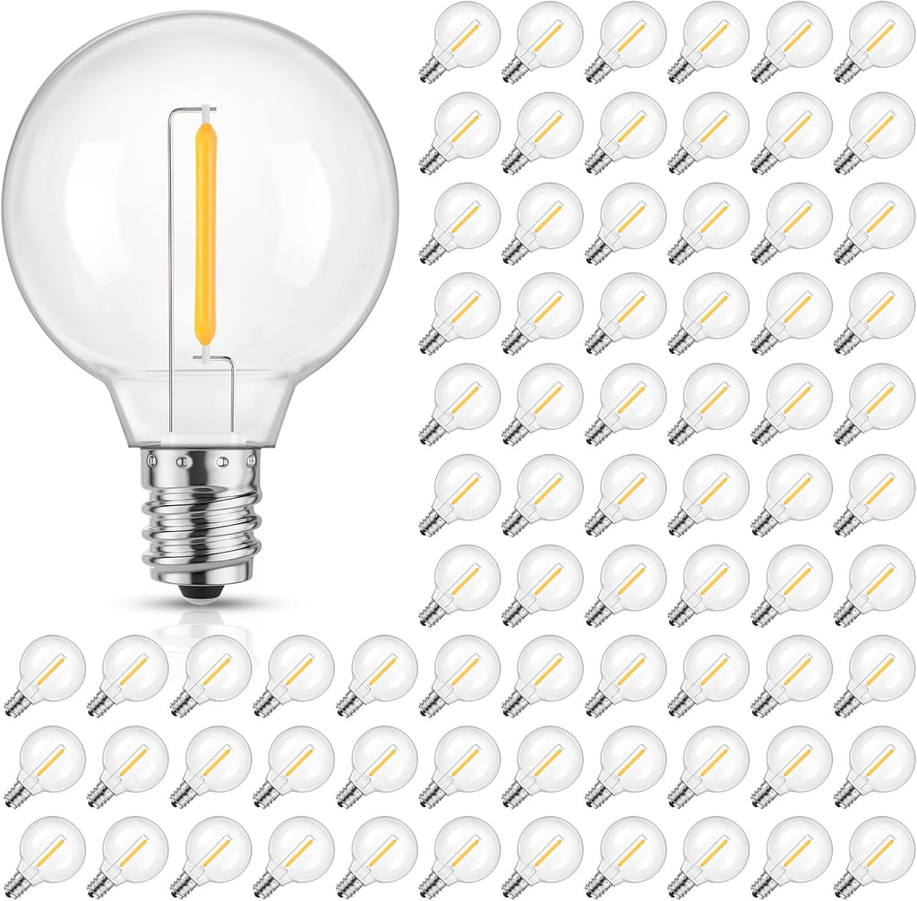 Mlambert 75 Pack G40 LED Replacement String Light Bulbs, E12 Base, 1W,2700K