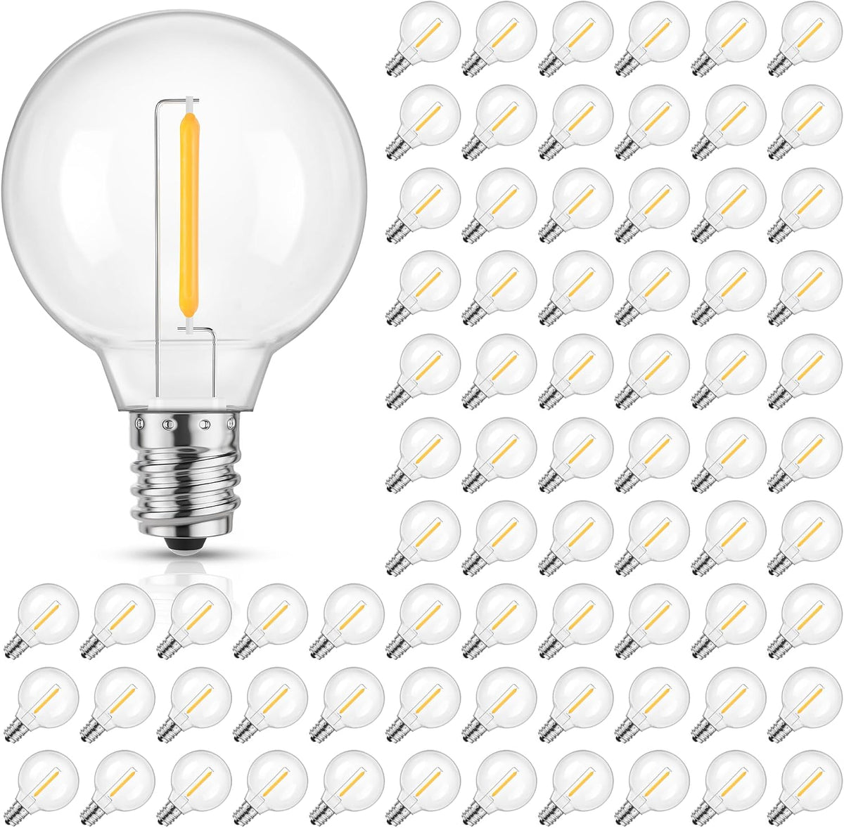 Mlambert 75 Pack G40 LED Replacement String Light Bulbs, E12 Base, 1W,2700K