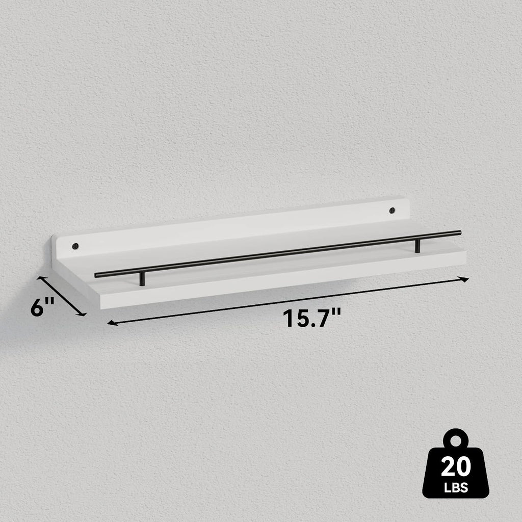 WOPITUES Floating Shelves for Wall Decor Set of 3, Black and White