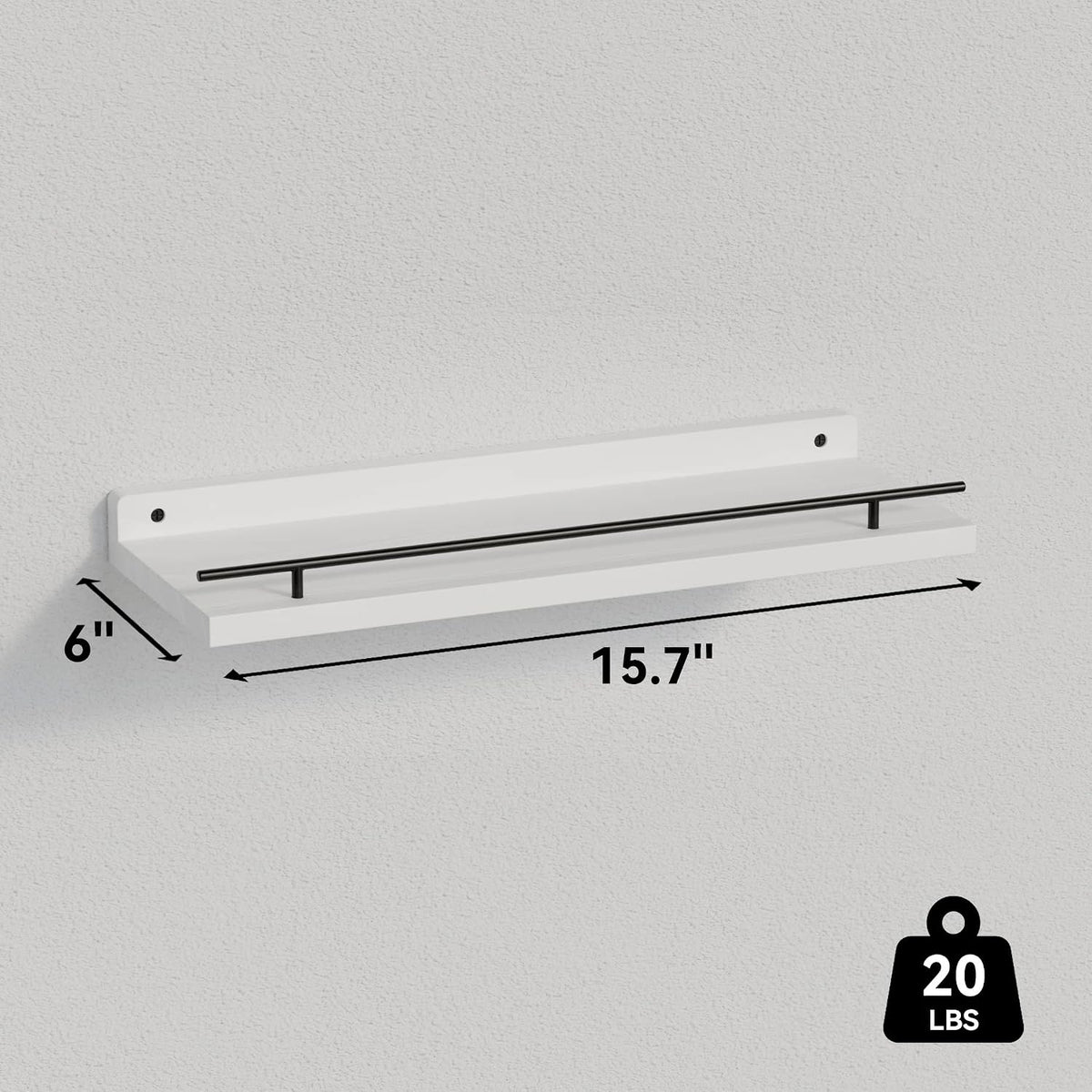 WOPITUES Floating Shelves for Wall Decor Set of 3, Black and White