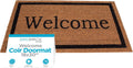 BIRDROCK HOME Welcome Coir Doormat | 18 x 30 Inch | Standard Welcome Mat with Black Border and Natural Fade | Vinyl Backed | Outdoor