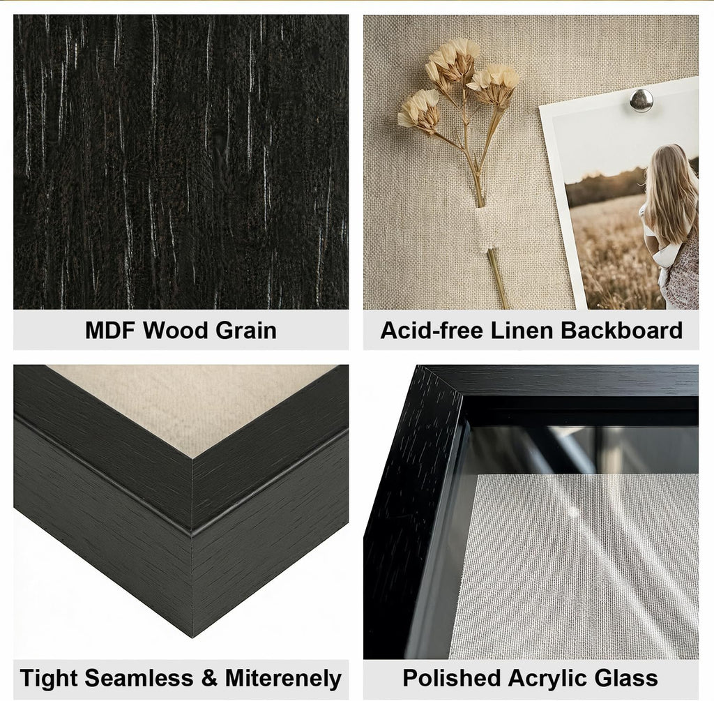 5x7 Shadow Box Picture Frame, 2-Pack Linen Back, Keepsake, Black