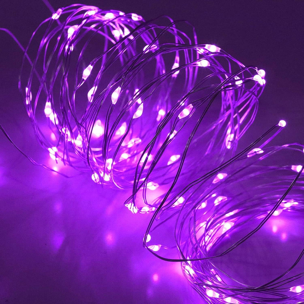 Blingstar USB Powered Fairy Lights, 2 Pack 33Ft 100 LED, Flexible Silver Wire, Mini String Lights for Christmas Tree/Halloween/Bedroom/Camping/Holiday Decoration, Purple