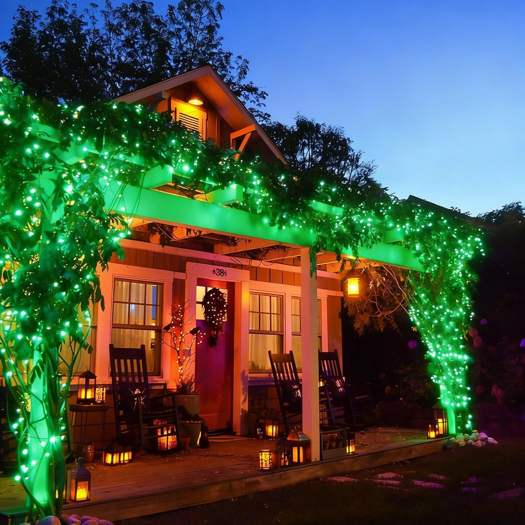 LAMPHOME Green Halloween String Lights,100LED 21.6Ft St Patrick Day Lights, Waterproof Green Christmas Lights for Indoor Xmas Tree Garland Birthday Wedding Party Festival Decoration, Green Wire