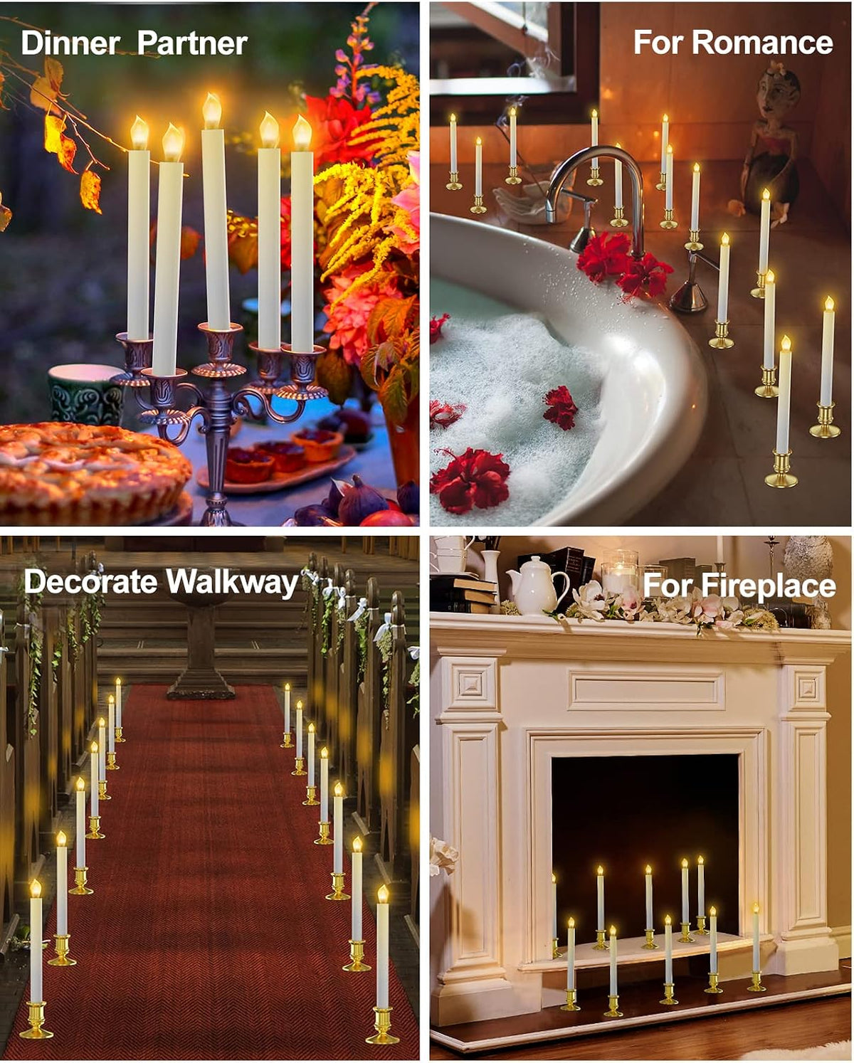 RONXS Window Candles Battery Operated, Flameless LED Taper with Timer 6pcs