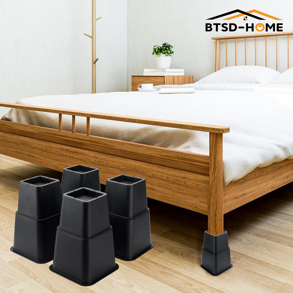 BTSD-home Adjustable Bed Risers, 3, 5 or 8 Inch Heights