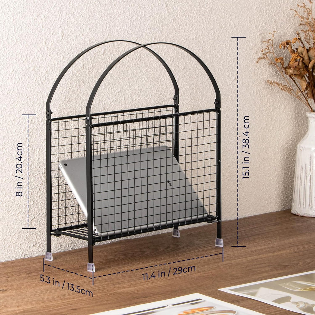 PUERSI Freestanding Magazine Holder, Metal Magazine Rack Floor Stand