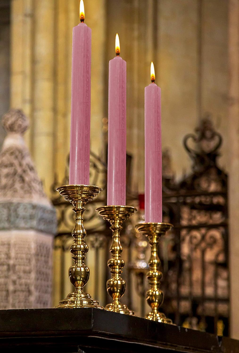 Hyoola 10 Inch Dinner Candles - 12 Pack - Rose Pink Tall Unscented Rustic Long Burning Candle Sticks