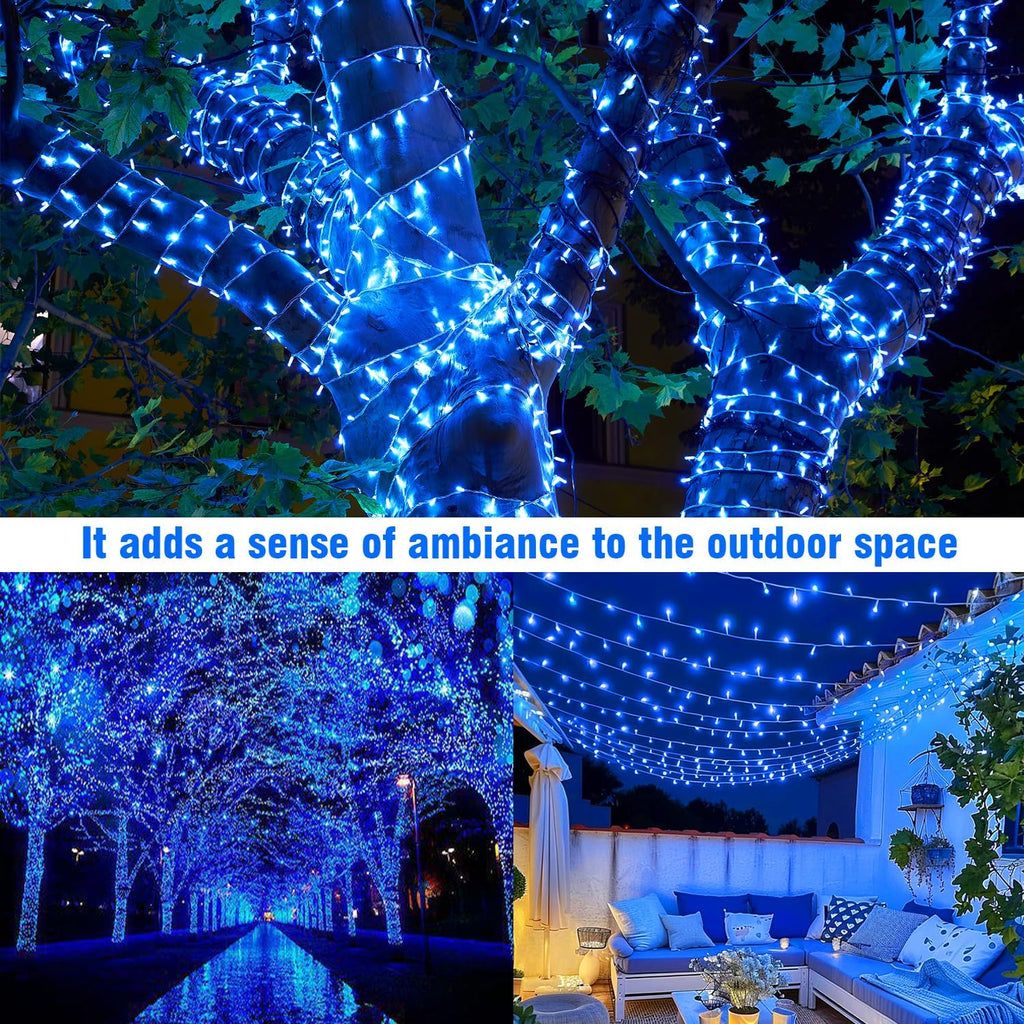 400FT Blue LED Fairy Lights, String Lights with Remote, 8 Lighting Modes, Waterproof Light Strand for Winter Decor, Snowflake Display, Bedroom, Baby Shower, Birthday, Party, Indoor Outdoor Decorations