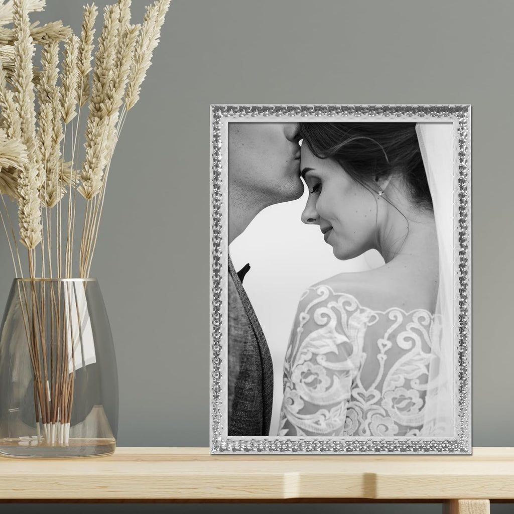 Lawrence Frames Metal Picture Frame with Hammer Effect, 5x7, Silver