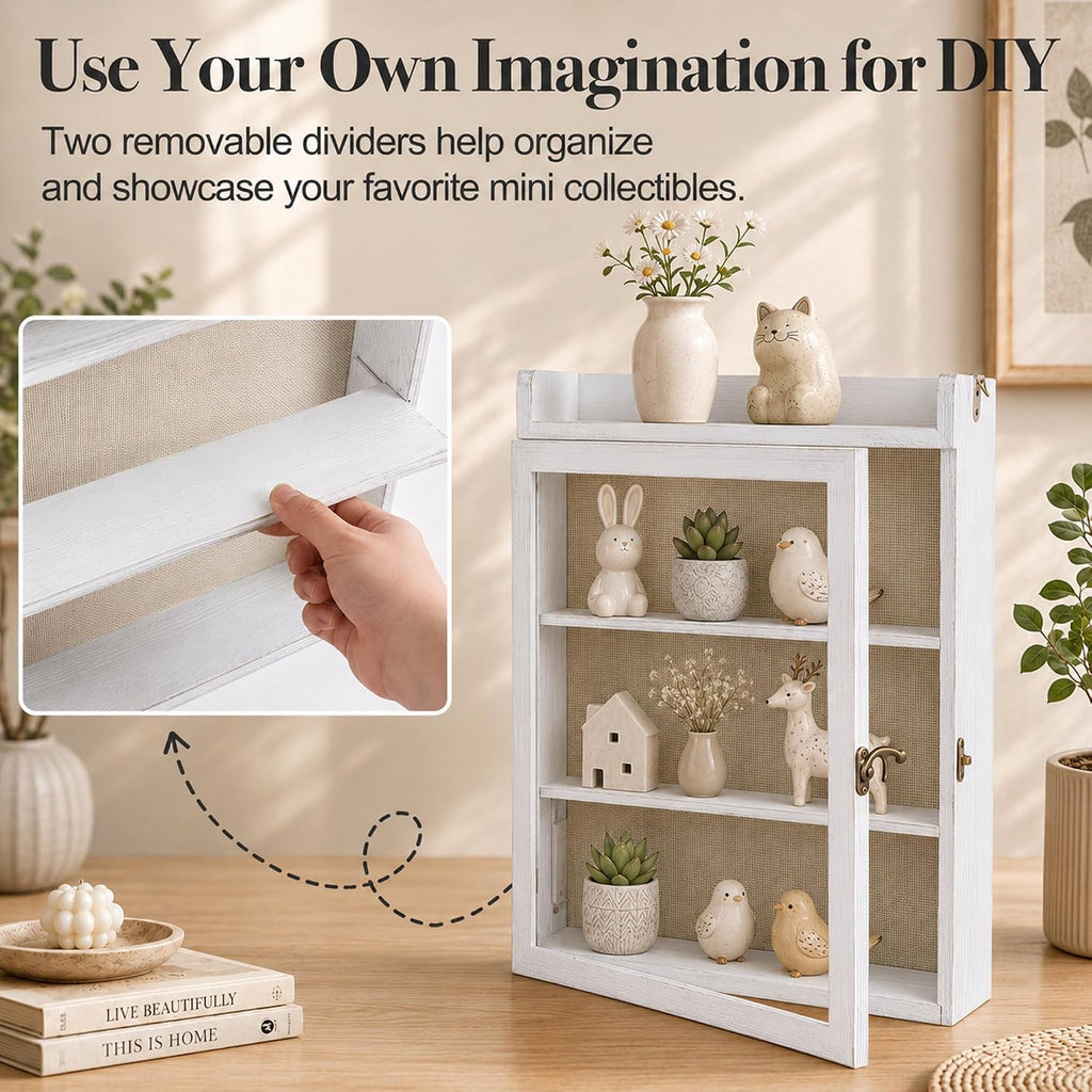 11x16 Shadow Box Frame with Shelves, Wedding Display Case, White