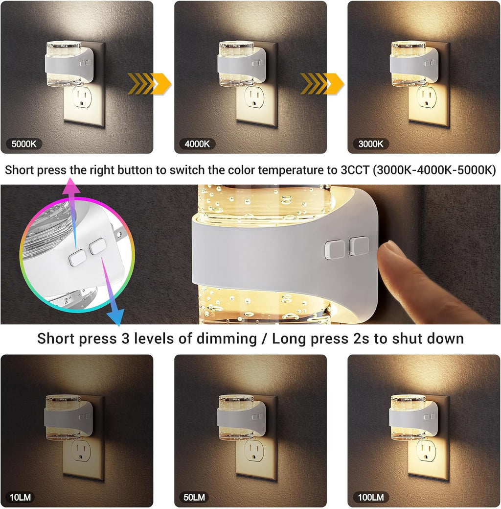 JandCase LED Night Light, Bubble Night Lights Plug into Wall Auto, 3 Color