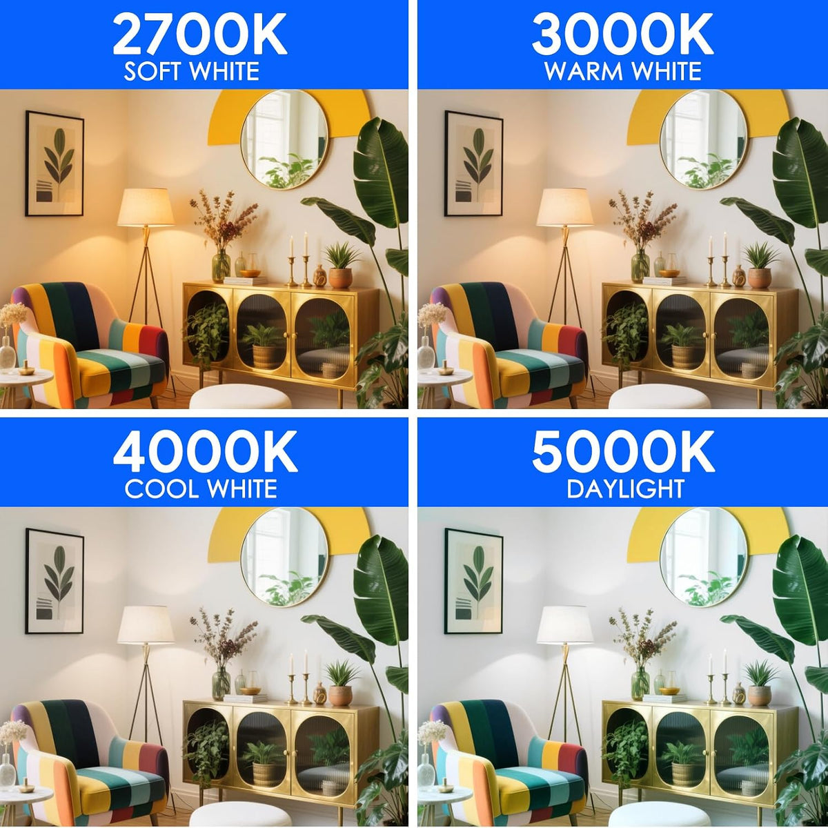 E ENERGETIC LIGHTING 40W Equivalent, A19 LED Light Bulb, 5000K Daylight, E26 Standard Base, Non-Dimmable, 5W 450lm, ETL Listed, 8 Packs