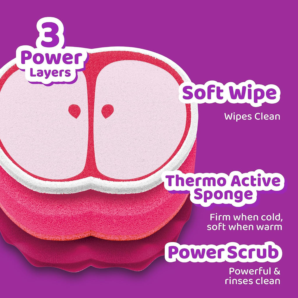 O-Cedar Punch Fruit-Shaped Scrub Sponge Variety Pack, 6 Count | Flexible, Multi-Use & Heavy Duty Fruit-Shaped Scrub sponges | Reaches, adapts & Powers Through Messes