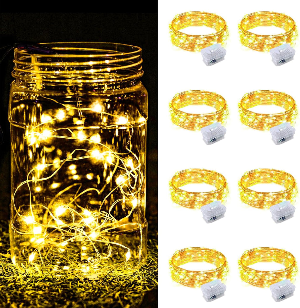 ZGWJ 8 Pack Warm White Fairy Lights, Mini String Lights