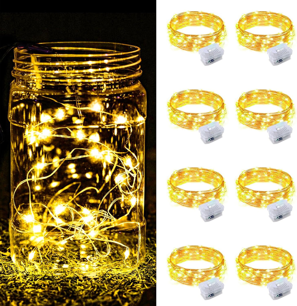 ZGWJ 8 Pack Warm White Fairy Lights, Mini String Lights