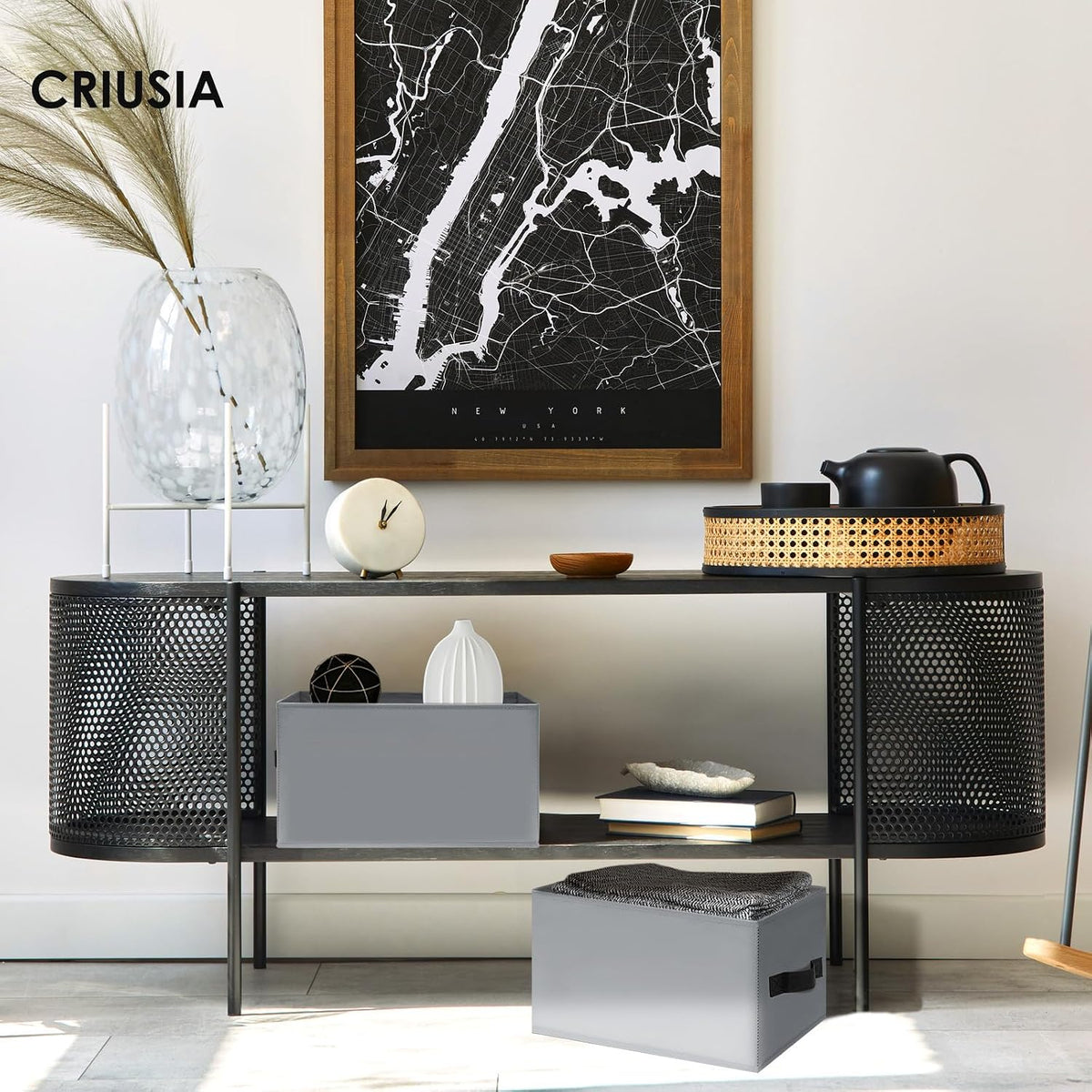 Criusia Large Storage Baskets for Organizing - 8 Pack Fabric Storage Bins for Clothes, Home Closet Organizers and Storage Baskets for Shelves, Blanket Storage Cubes Containers with Handles 14x10in