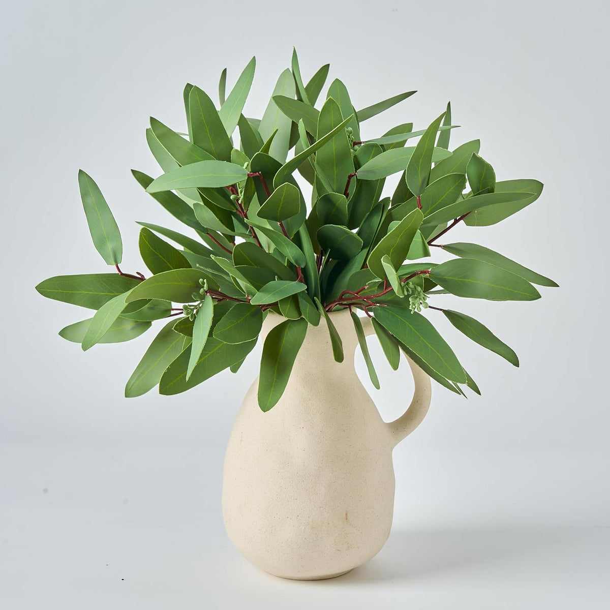 Avoeco 15-Piece Real Touch Faux Eucalyptus Stems, 15-Inch Seeded Branches
