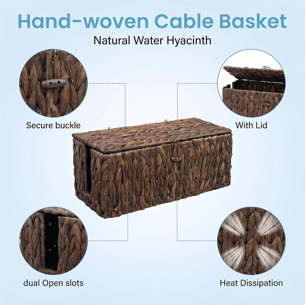 efluky 2 Pack Water Hyacinth Cable Management Box