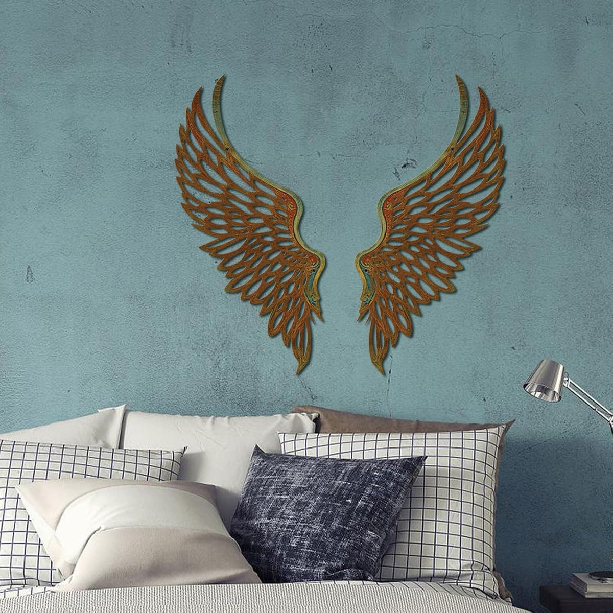 DUOOLN Angel Wings Metal Wall Decor Art, Abstract Butterfly Sculpture-Gold