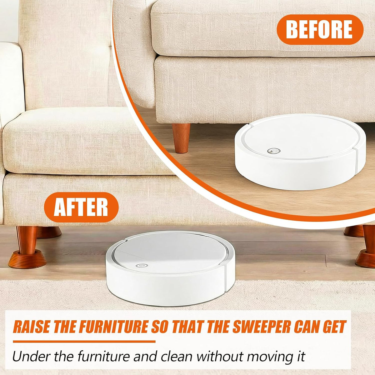 Novabright Set of 8 Solid Wood Furniture Risers Bed Risers Heavy Duty Round Furniture Height Extenders Lifts with Non-Slip Recessed Hole for Bed, Sofa, Chair, Table (1" Hight,Light Brown Color)