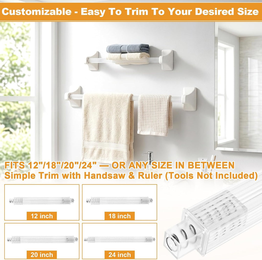 2 Pack 24 Inch Clear Bathroom Towel Bar Replacement Rod for Ceramic Holder