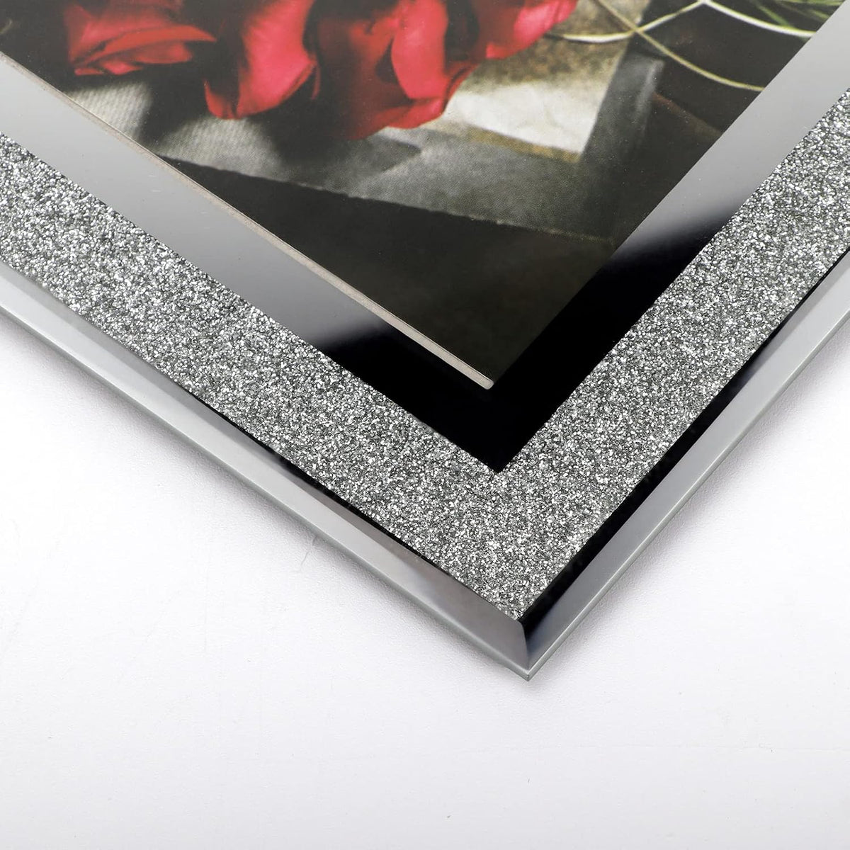Calenzana 4 Pack 5x7 Sparkle Glass Picture Frame, Glitter Edge Photo Frames for Tabletop, Horizontal or Vertical Display