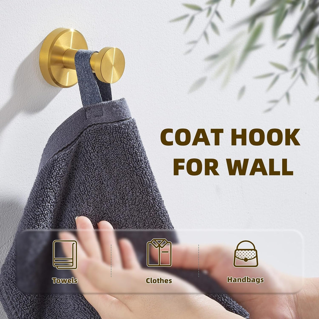 APLusee Brushed Dark Gold Towel Hook for Bathroom Entryway, Wall Mounted