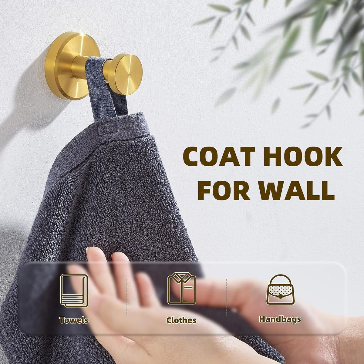APLusee Brushed Dark Gold Towel Hook for Bathroom Entryway, Wall Mounted