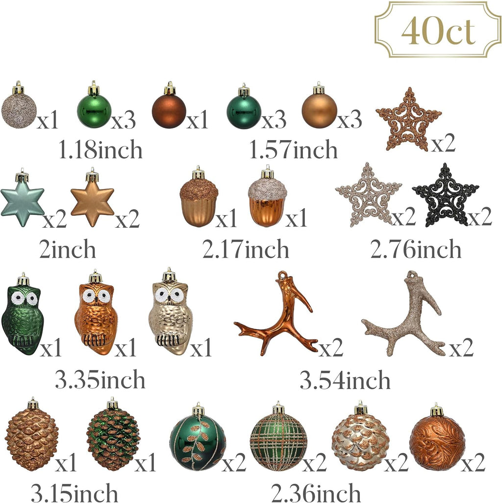 Valery Madelyn 40ct Christmas Tree Decorations Ball Ornaments Set