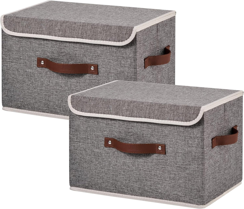 2PCS Storage Bins Boxes with Lids Decorative Fabric Baskets