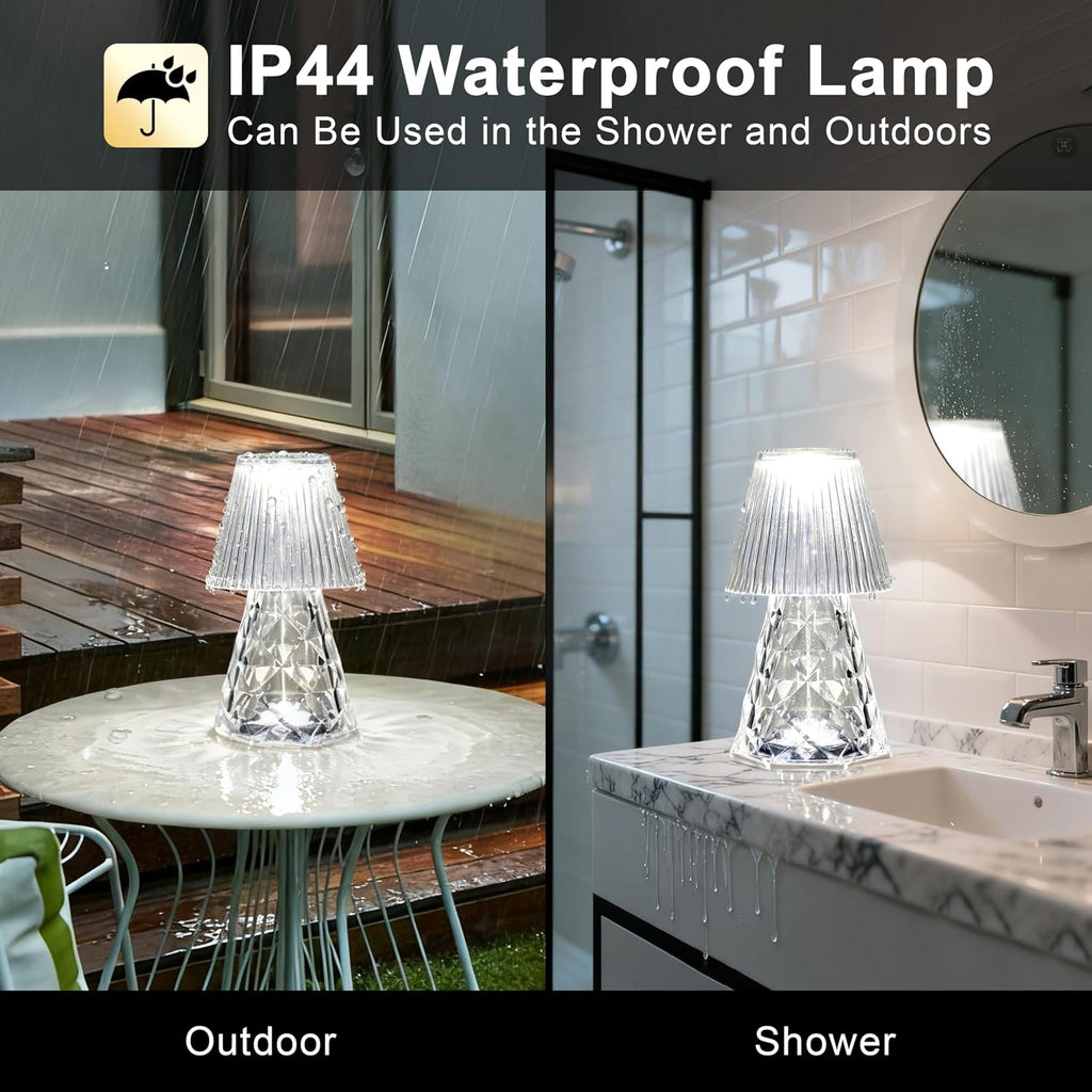 Waterproof Shower Lamp for Inside Shower Crystal Rechargeable RGB Dimmable